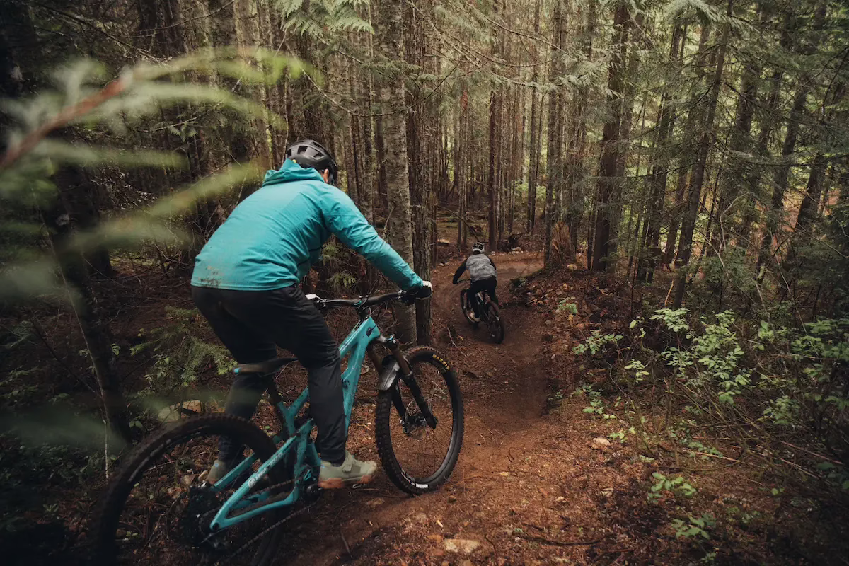 Lewis and Matt riding in Creekside