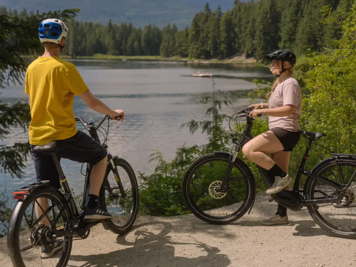 Scenic ebikes next to Lost Lake in Whistler BC